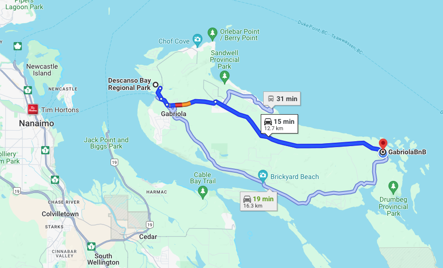 Directions map to Gabriola BnB location